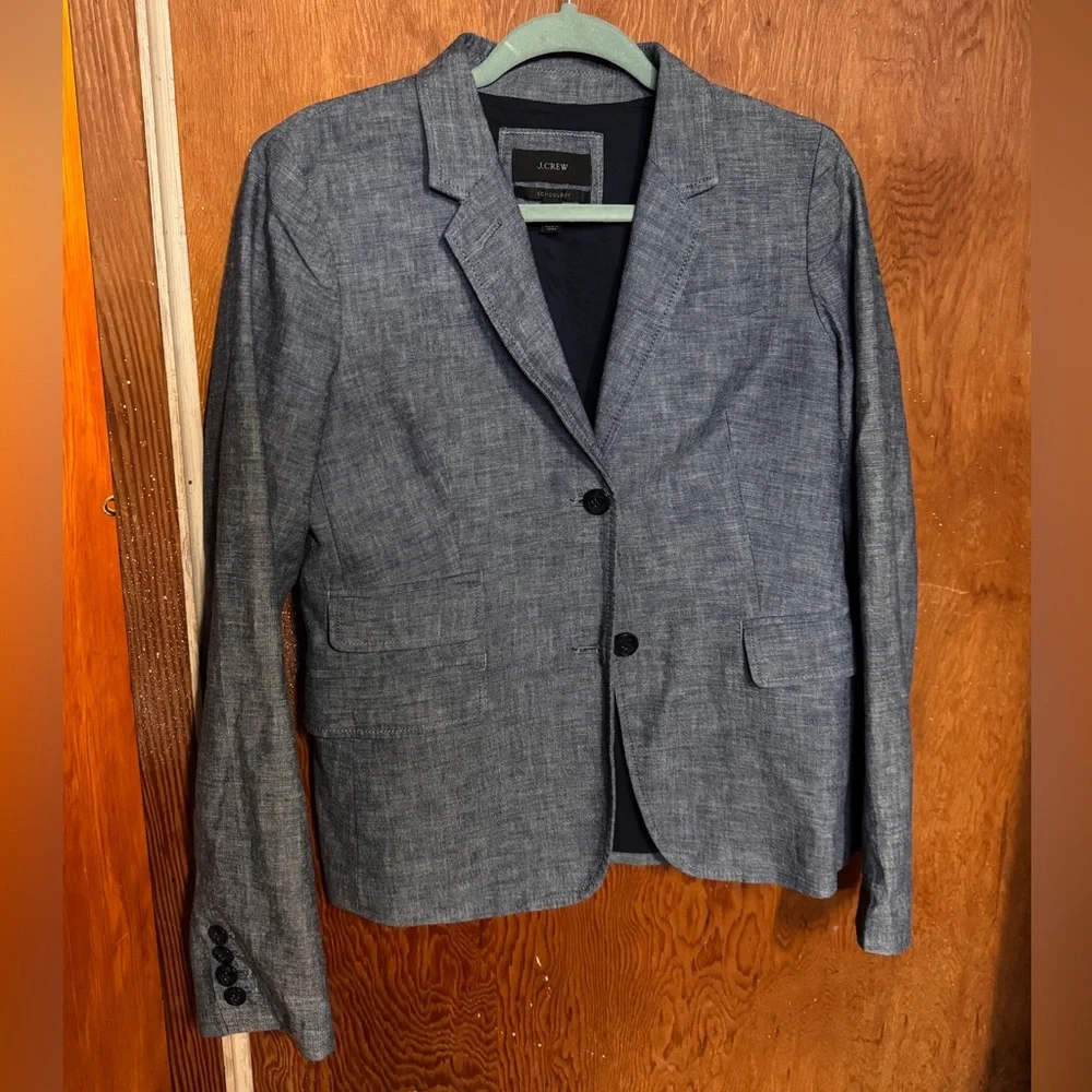 J. Crew Denim Chambray Schoolboy women’s Blazer - Picture 1 of 8